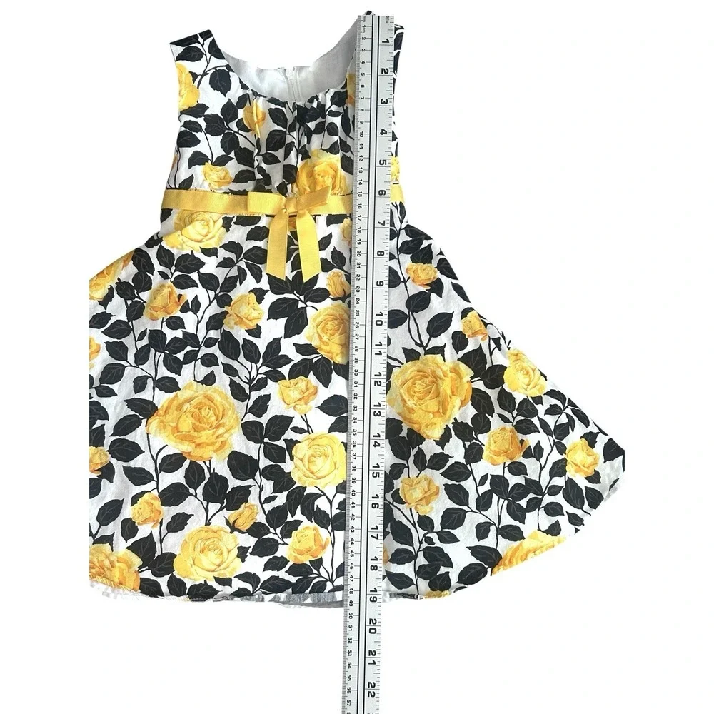 Bonnie Jean Dress Yellow Floral Rose Girls 3T Lined Bow Spring Easter Bloomcore‎